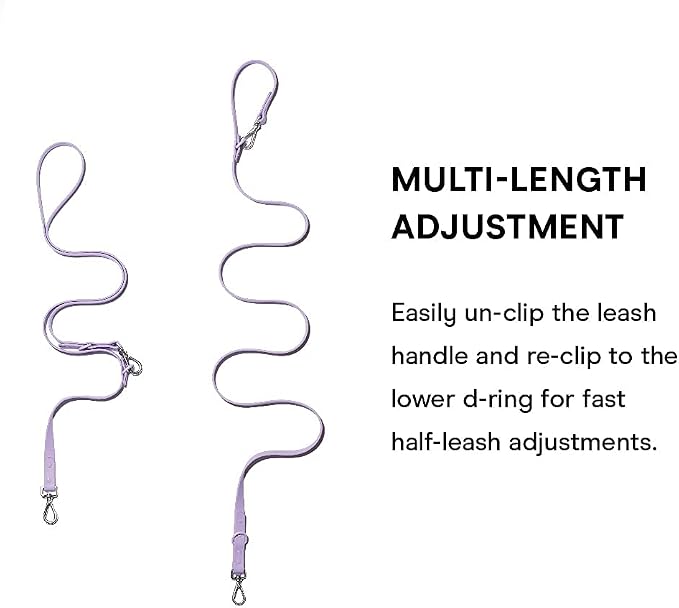 Wild One Nylon Adjustable Length Leash 5.5 Feet and Poop Bag Carrier Set, Waterproof, Odor Resistant, Lilac