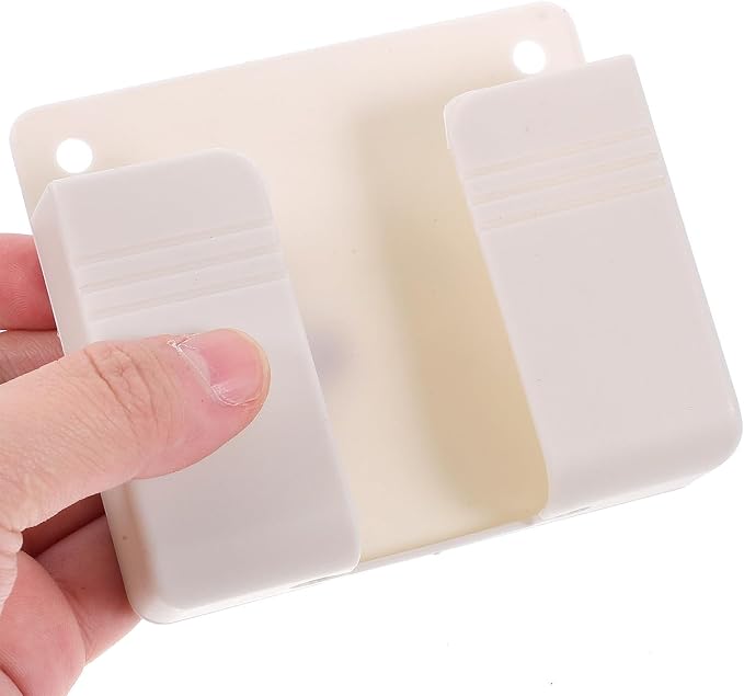20pcs Wall Mounted Phone Holder with Charging Hole White Stand | Self Adhesive Installation, Bedside and Office Use, Space Saving Storage Shelf for Phone and Remote