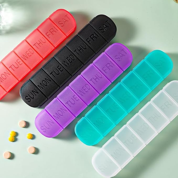 Weekly Pill Organizer, Once a Day, 7-Day Pill Box Container Tablet | Matte Purple, Large 7 Compartment Vitamins Case Pill Dispenser for Medicine, Medication, Fish Oils, Supplements, Capsule