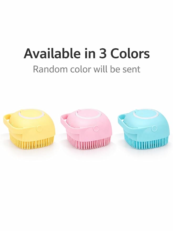 2-in-1 Pet Bath Brush with Shampoo Dispenser – Soft Silicone Grooming Brush for Dogs & Cats – Assorted Colors (Random Color Sent)