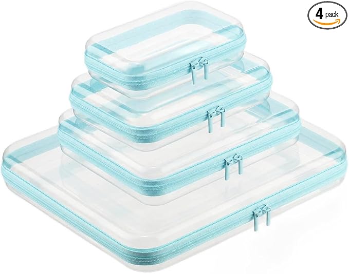 4 PCS Set PET Travel Storage Boxes for Clothing, Cosmetics, Desktop Storage, Cleaning, and Display