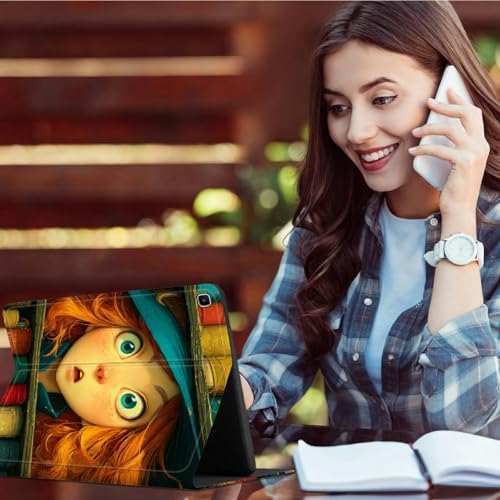 for Samsung Galaxy Tab A 10.1" 2019 SM-T510/T515/T517 Case | Slim Leather Smart Cover with Multi-Angle Anti-Slip Stand [Auto Wake/Sleep] Shell for Women Men, Colorful Book Girl