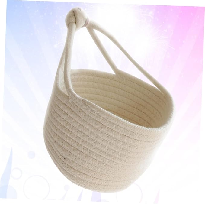 Woven Cotton Rope Storage Basket 7.08 in Round Hanging Basket Nursery Hanging Organizer for Toys Books Clothing Sundries Kids Play pack