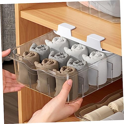 PRETYZOOM Type Underwear and Sock Organizer Box Multi Functional Storage for Closet Easy Installation Pet Material Compartment Divider for Neat Arrangement