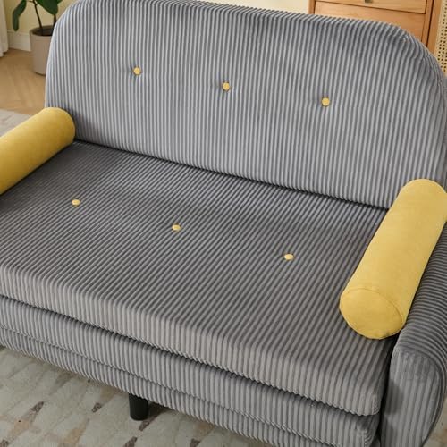 52" Corduroy Love seat Sofa Day Bed Recliner with Storage Pocket USB Charger Minimalist Design 2-Seat Sofa Set with Velvet Fabric for Living Room Office Apartment Gray