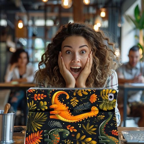 for Microsoft Surface Pro X/Pro X Plus-13 2019/2020/2021/2024 Tablet Case,Auto Wake/Sleep,Adjustable Stand Protective Cover - Cute Cartoon Dinosaur