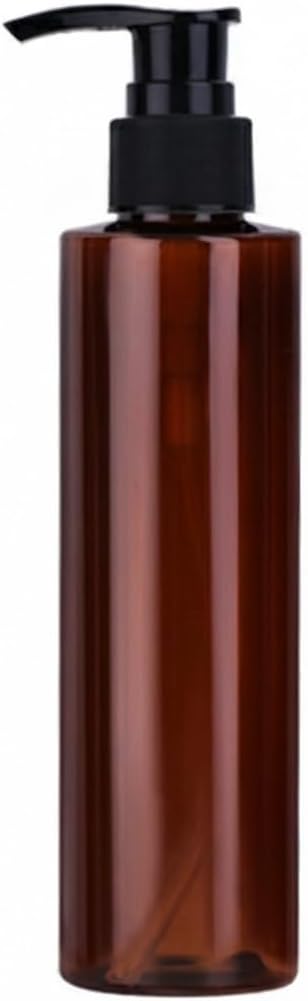 Amber PET Lotion Pump Bottle, Refillable Dispenser for Travel & Bathroom Storage, Black Finish