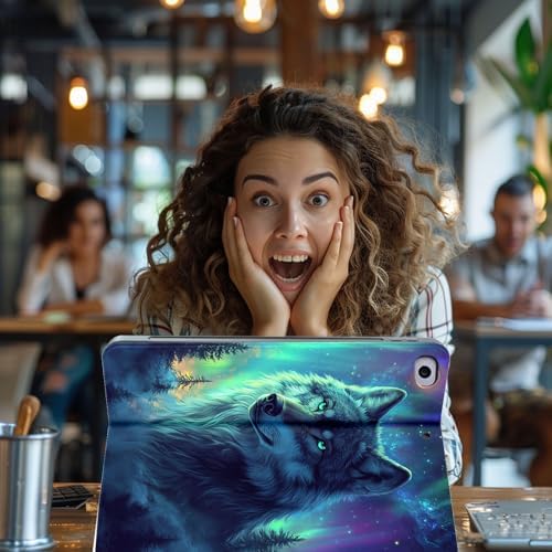 for Microsoft Surface Pro 8-13" 2021 Tablet Case,Auto Wake/Sleep,Adjustable Stand Protective Cover - Wolf Aurora