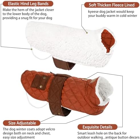 KYEESE Waterproof & Windproof Dog Coat for Small Dogs Puffer Jacket