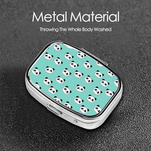 AM/PM Pill Organizer Small Travel Case Medication Reminder Supplement Box Nurse, Kawaii Panda Face Polka Dot Teal Mint Green