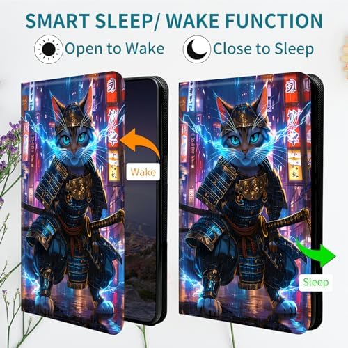 Case for Samsung Galaxy Tab S6 Lite 10.4" 2024/2022/2020, 360 Degree Rotating Stand with Multi-Angle Vertical & Horizontal Viewing Shockproof Protective Shell for Women Men, Blue Flame Cat