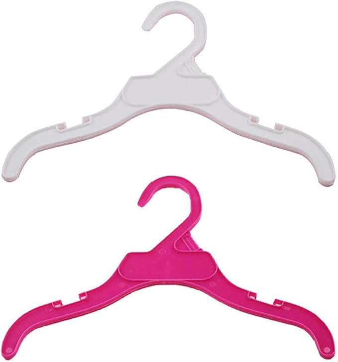 Pet Clothing Hanger, 10PCS Plastic Anti-Skid Dog Puppy Cat Clothes Clothing Rack for Small Animals (White, S)