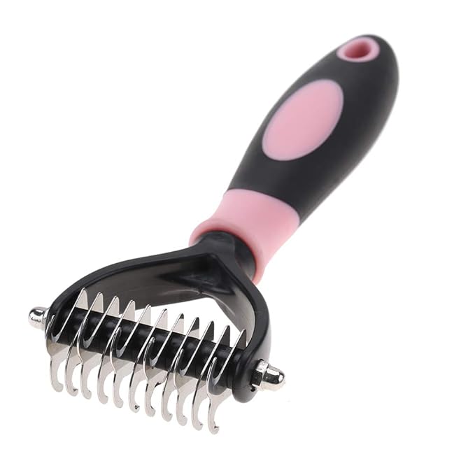 Deshedding Dog Brush, Cat Brush Dog Brush for Shedding Dog Rake Double Sided Undercoat Rake Comb for Detangling, Deshedding Pet Grooming Brush for Small, Medium Dogs and Cats