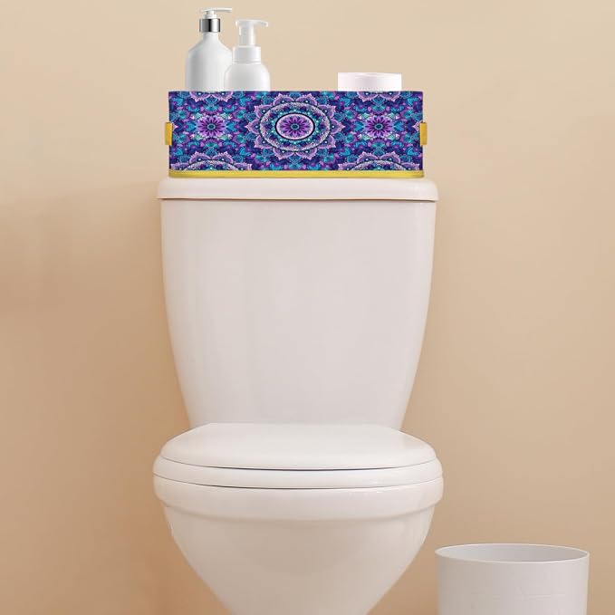 Mandevilla Flower Purple Bathroom Storage Basket, Foldable with Handle Open Countertop Paper Towel Decorative Box, Toilet Tank Top Shelf Baskets for Home Closet Bedroom Living Room Office