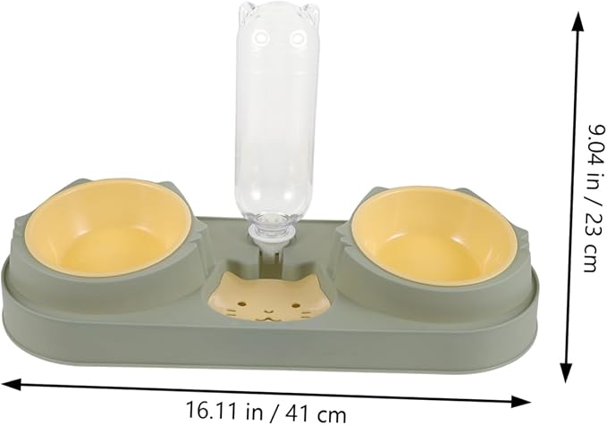 Abaodam Automatic Double Bowl Pet Feeding Device for Cats and Dogs Bite Resistant Feeder with Splash Water Dispenser Lightweight Non Tip Food and Water Bowl Stand in Random