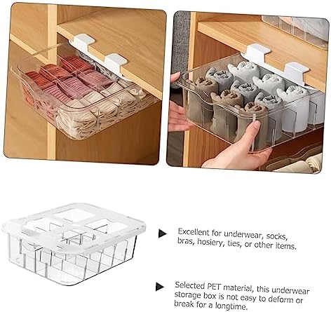 Ipetboom Compartment Transparent Drawer Organizer Box for Underwear and Socks Bedroom Storage Holder with Dustproof Lid Multifunctional Closet Divider for Easy Access and Neat Sorting