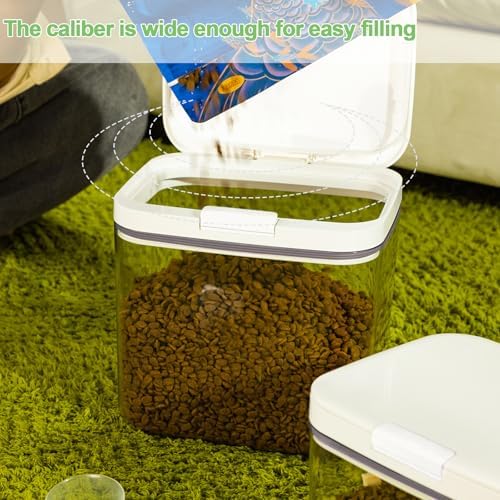 Airtight Cat Food Storage Container | 6.0 Qt/5.5 L Dry Cat Food Bin With Food Scoop |Hold up to 4~5lbs of Pet Food or Kibble|Clear BPA Free
