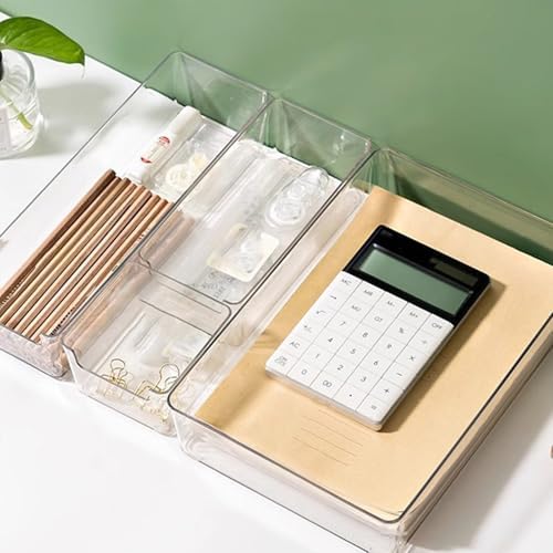 Clear Drawer Organiser Trays Set Makeup Trays Desk Drawers Dividers Organiser Bins for Kitchen Bedroom Bathroom Stackable Drawer