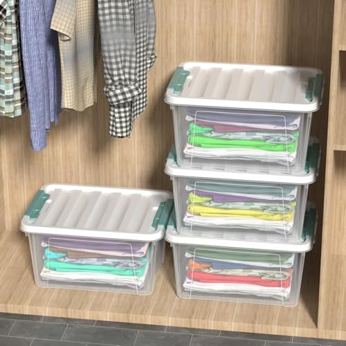 Zopnny 20 Quart Clear Latching Container Box, Plastic Storage Bin with Latching Lid, 6 Packs