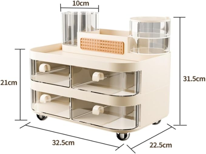 Cosmetic Organizer Makeup Storage Box With Drawers Desktop Vanity Organizer Beauty Holder Rotating Trinket Organizer PET Composition 360‑degree access