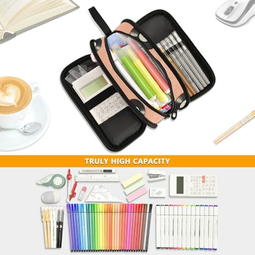 KLL Custom Large Capacity Pencil Case Organizer Teen Pencil Case with Zipper Cute School Supplies with Zipper Vinyl Records Music Peach