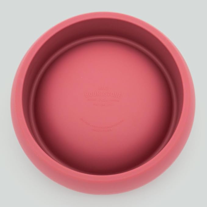 Houndstone Silicone Dog Bowl, BPA Free, 1 Cup Capacity, Non-Slip Base, Dishwasher Safe (Rosewood)