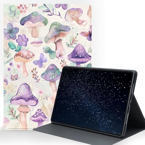 for Samsung Galaxy Tab S6 Lite 10.4" 2020/2022/2024 (SM-P620/P625/P613/P619/P615/P610) Tablet Protective Cover with Adjustable Stand and Magnetic Auto Wake/Sleep,Mushroom Flower Butterfly