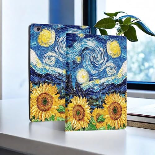 for Microsoft Surface Pro 7 Plus,Surface Pro 7/6/5/4 12.3" Tablet Case,Auto Wake/Sleep,Adjustable Stand Protective Cover - Starry Night Sunflower