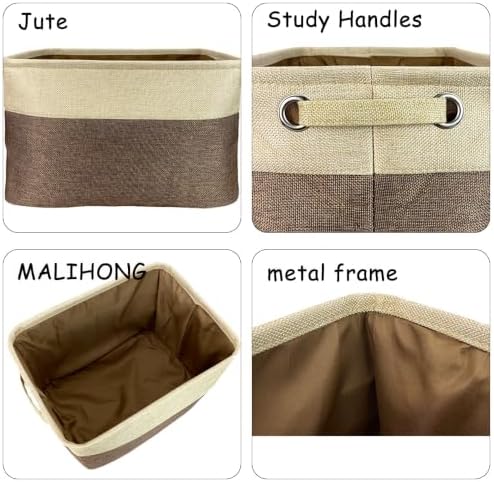 Personalized Fabric Dog Toy Storage Basket with Cute Dog Yorkie Collapsible Sturdy Fabric Bone Pet Toys Storage Bin Cube with Handles for Organizing, Brown and White