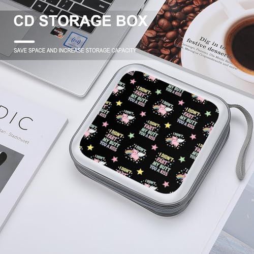 Hard Plastic 40-Disc Storage Binder I Didnt My Blew You A Kiss Cute Pig, Protective CD/DVD Wallet with Zipper, Portable Organizer for Movies Music