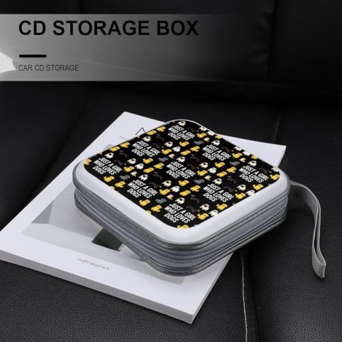 40 Capacity CD Case Puppy Dogs Protective DVD Holder Wallet | Just A Girl Who Loves Puppy Dogs Animals Lover Disc Storage Organizer Binder, Hand Strap, Zipper Closure for Home Car