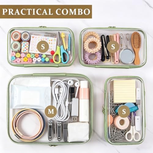 4Pcs Clear Makeup Bag, Portable Travel Zipper Pouches, Hard Shell Zipper Case, Toiletry Bag for Travel, CLear Diaper Bag, Toiletry Pouch, Travel Organizer, Cosmetic Bag,Toy Storage Bins (Black)