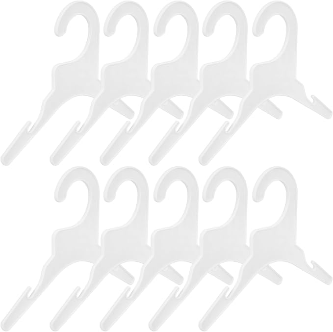 10pcs Small White Plastic Dog Clothes Hangers Cat Hangers Pet Coat Drying Rack for Small Pets Puppy Apparel Organizer