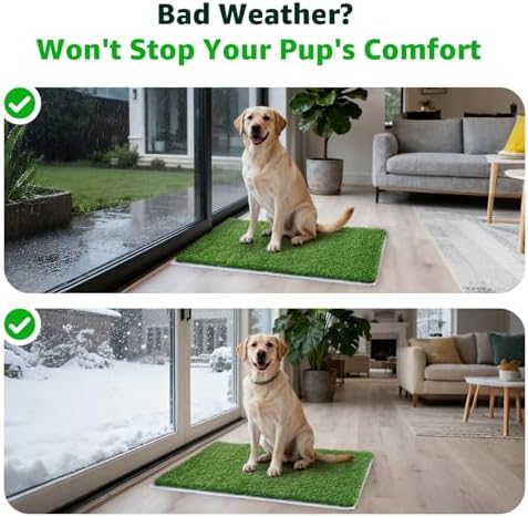 2 Pack Artificial Dog Grass Pee Pad 20"x 25", Fake Grass Pad for Dogs Tray | Easy to Clean, Replacement Turf Mat, Washable, Reusable, Realistic, Indoor Puppy Potty Training, for Apartment, Balcony Use