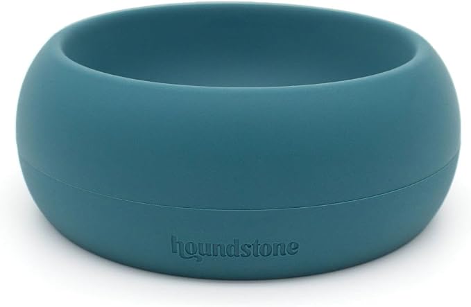 Houndstone Silicone Dog Bowl, BPA Free, 1 Cup Capacity, Non-Slip Base, Dishwasher Safe (Caribbean Seas)
