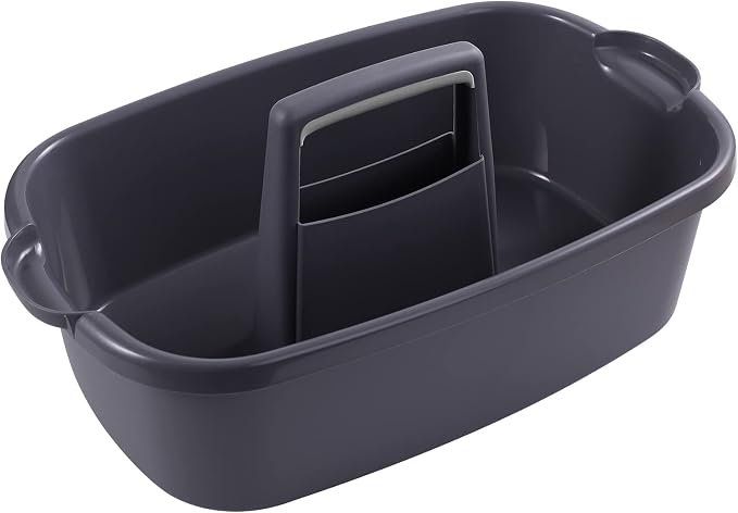 2-Pack Large Gray Cleaning Caddy for Cleaning Supplies with Handle - Portable Plastic Tote Organizer for Shower, Bathroom, Kitchen, Under Sink Storage