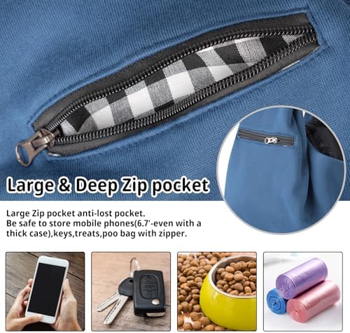 CUBY Dog and Cat Sling Carrier - Small Dog Carrier Sling with Adjust Strap & Zip Pocket, Hands Free Soft Dog Slings for Small Dogs Cats Puppy Pets Outdoor Travel Safety Purse Bag (Navy Blue)
