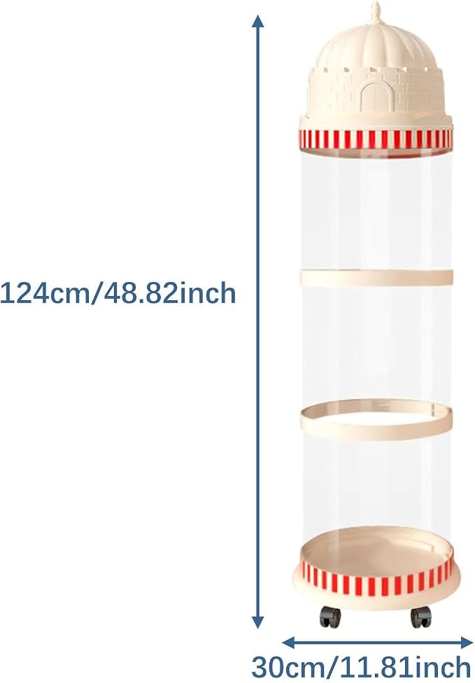 Toy Organizer Storage Tube with Lock Design Dust Cover Pet Holder Vertical Storage Basket for Toys for Living Area Playroom, 3 Layers