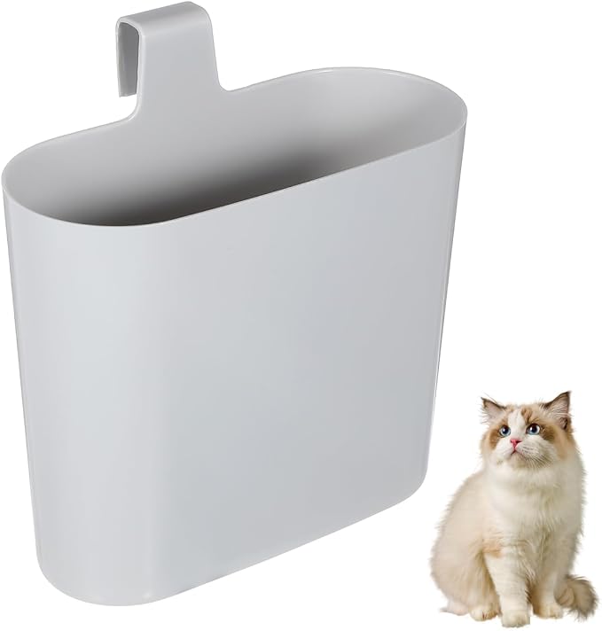 POPETPOP Cat Litter Scoop Holder: Universal Scooper Caddy Container for Litter Box, Hanging, Magnetic Mount Storage Stand to Collect Scatter, Grey