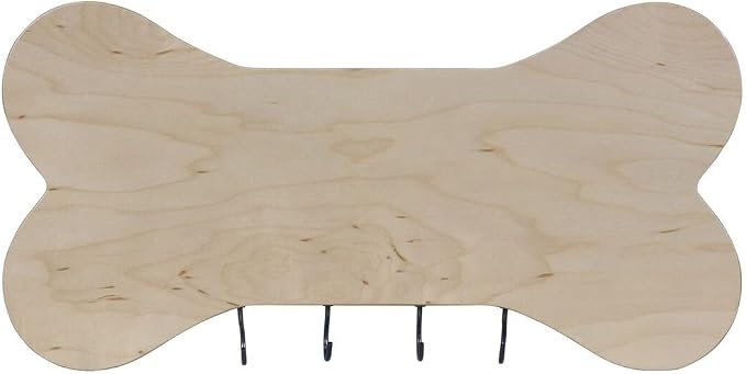 Rooms Organized Personalized Live Love Bark Wall Mounted Dog Bone Pet Leash Rack,Dog Collar Holder New Home Decor Gift Ideas and 4 Hooks 16" L x 8" H 2.5." deep (Maple)