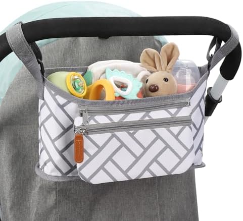 Accmor Universal Stroller Organizer with Detachable Phone Bag, Stroller Bag Caddy Organizer Stroller Accessories for Uppababy, Baby Jogger, Nuna, Doona, Britax Strollers