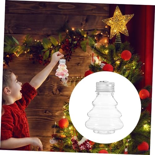 Fillable Candy Bottles 10 Pack Christmas Tree Shape Beverage Bottles Decorative Candy Jars Reusable Juice Containers for Party