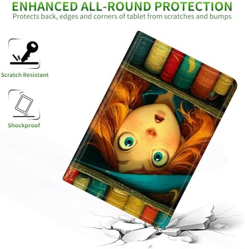 for Samsung Galaxy Tab S9 11 Inch/S9 FE 10.9 Inch 2023 Case | Slim Leather Smart Cover with Multi-Angle Anti-Slip Stand [Auto Wake/Sleep] Shell for Women Men, Colorful Book Girl