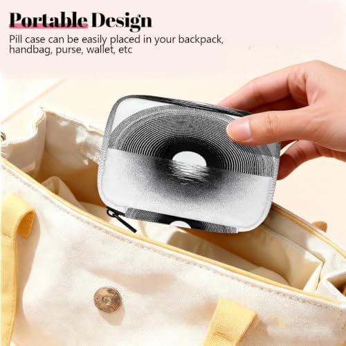 Travel Pill Organizer Black White Dot Sunset Pattern Small Pill Case