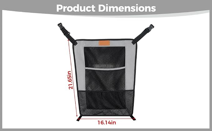 Dog Car Barrier with Storage Pockets, Car Divider Net for Dogs with Mesh Window, Adjustable Backseat Organizer for Automobiles, Sedans, Business Cars and Minivans, Secure Travel Guard for Pets
