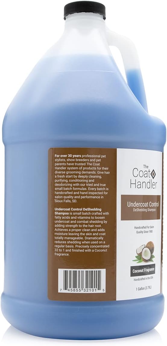 The Coat Handler Undercoat Control deShedding Dog Shampoo, 1 Gallon - Combats and Reduces Shedding, Undercoat Removal, Omega 3 & 6 Rich, Vitamin E Strengthens The Hair Follicle, Natural