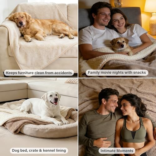 Catalonia Waterproof Dog Blanket, Reversible Leakproof Furniture Protector | Camel Fleece Mat for Small to Large Dogs & Cats, Helps Protect Sofa, Bed & Couch from Liquids, Urine & Messes, 30 x 40 Inches