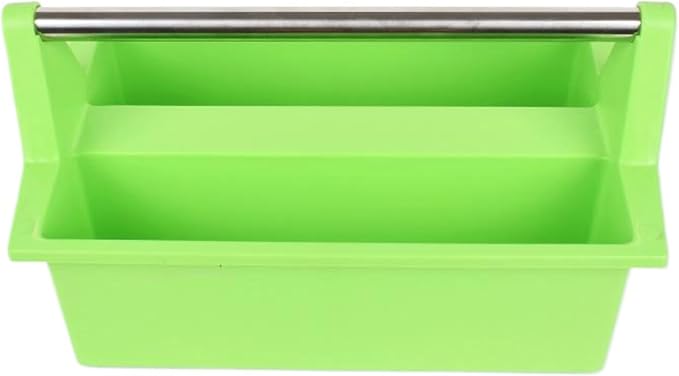 Plastic Storage Tool Tray Tote for Versatile Multiuse Tool Caddy with Attached Portable Handle Organize Carry Tools Farm Veterinary Tool Box Veterinary Medicine box (Stainless Steel Green Tray)