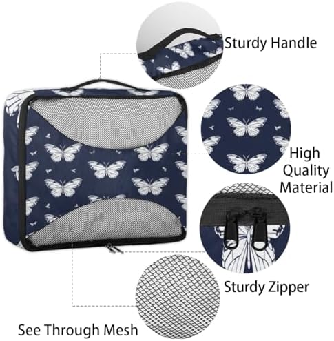 Butterfly 4 Set Packing Cubes Luggage Organizer Bags for Travel Accessories and Essentials, Butterfly Print