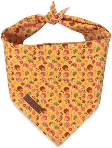 Fall Dog Bandana, UP URARA PUP Puppy Bandana for Small,Medium Dog, Hedgehog Mushroom Cotton Triangle Bid Scarf Dog, Pet Kerchief for Girl Boy Dogs or Cats, Fancy Fall Classic Dog Bid Scarf
